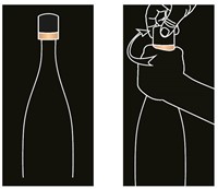 Sluiten: draai de bovenkant met de klok mee, terwijl je de onderzijde van de Stopper vast houdt. ||