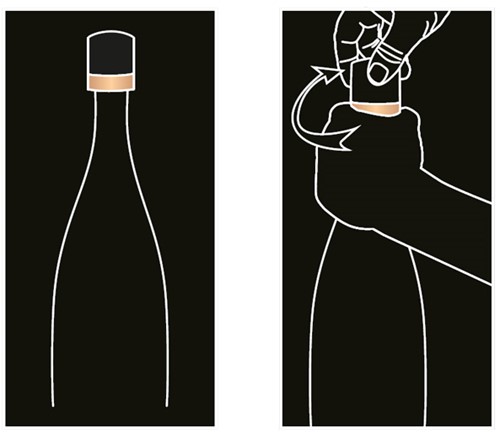 Sluiten: draai de bovenkant met de klok mee, terwijl je de onderzijde van de Stopper vast houdt. ||