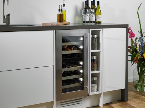 Wijnklimaatkast Villandry Duo ingebouwd onder een keukenblad || SW35B-SD